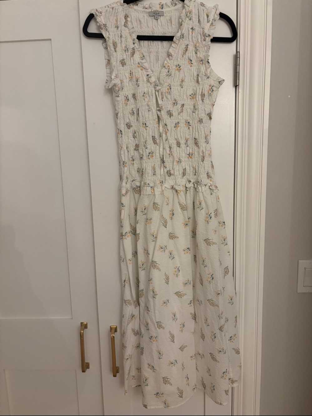 Rails White Floral Smocked Midi Dress